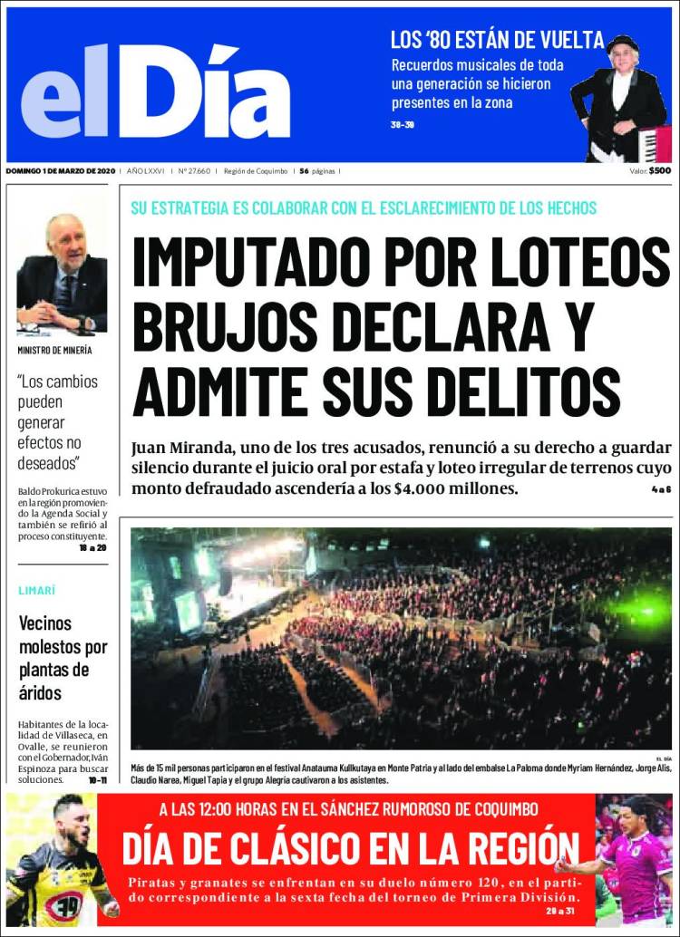 Portada de El Día (Chile)