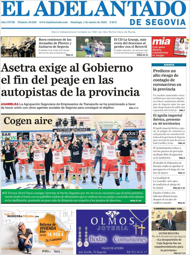 Portada de El Adelantado de Segovia (Spain)