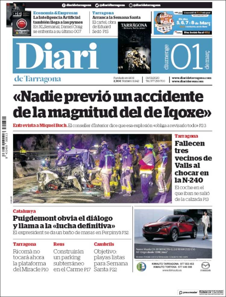 Portada de Diari de Tarragona (Spain)