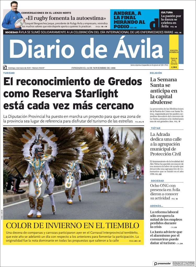 Portada de Diario de Ávila (Spain)