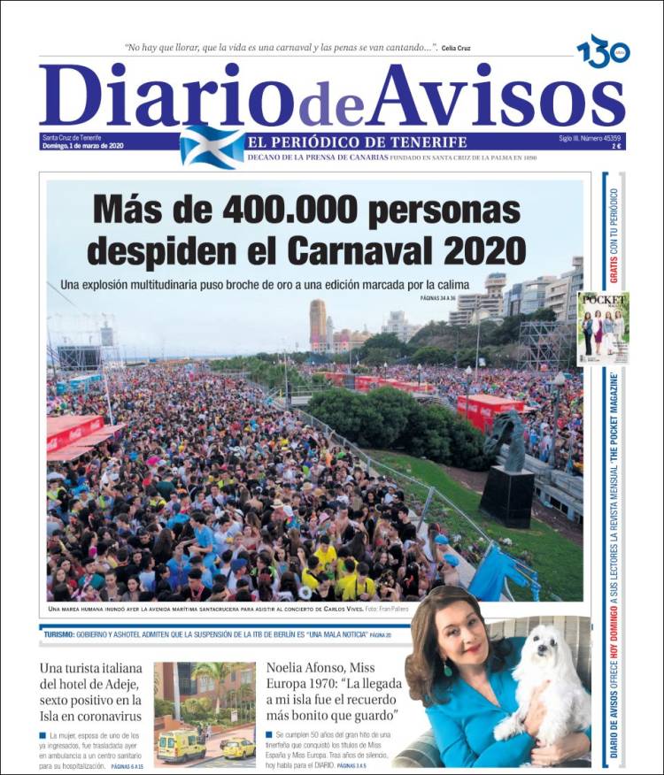 Portada de Diarios de Avisos (Spain)