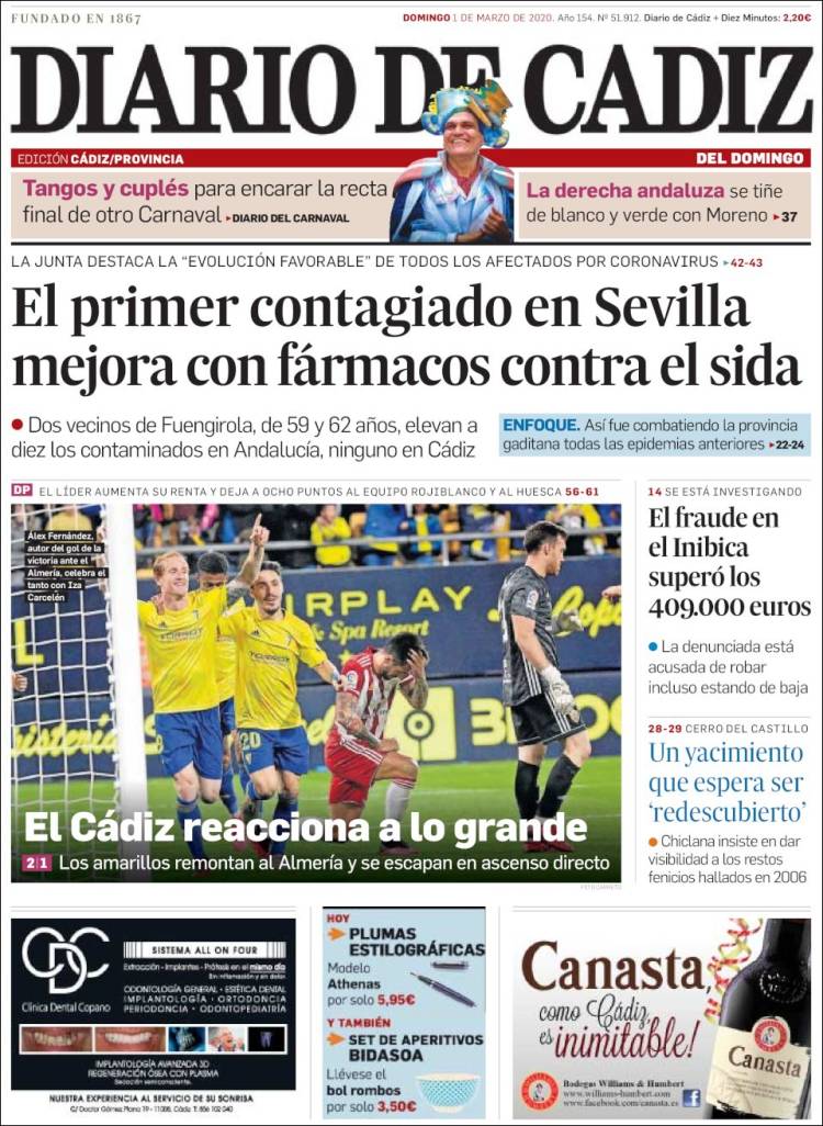 Portada de Diario de Cádiz (Spain)