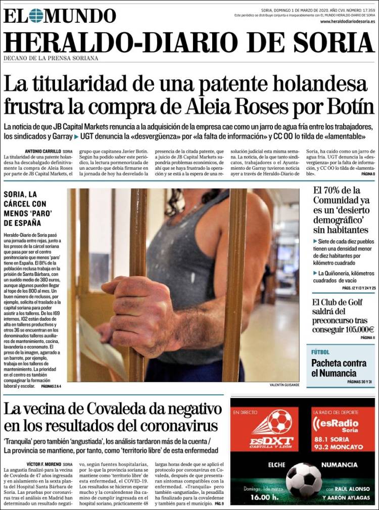 Portada de Diario de Soria (Spain)