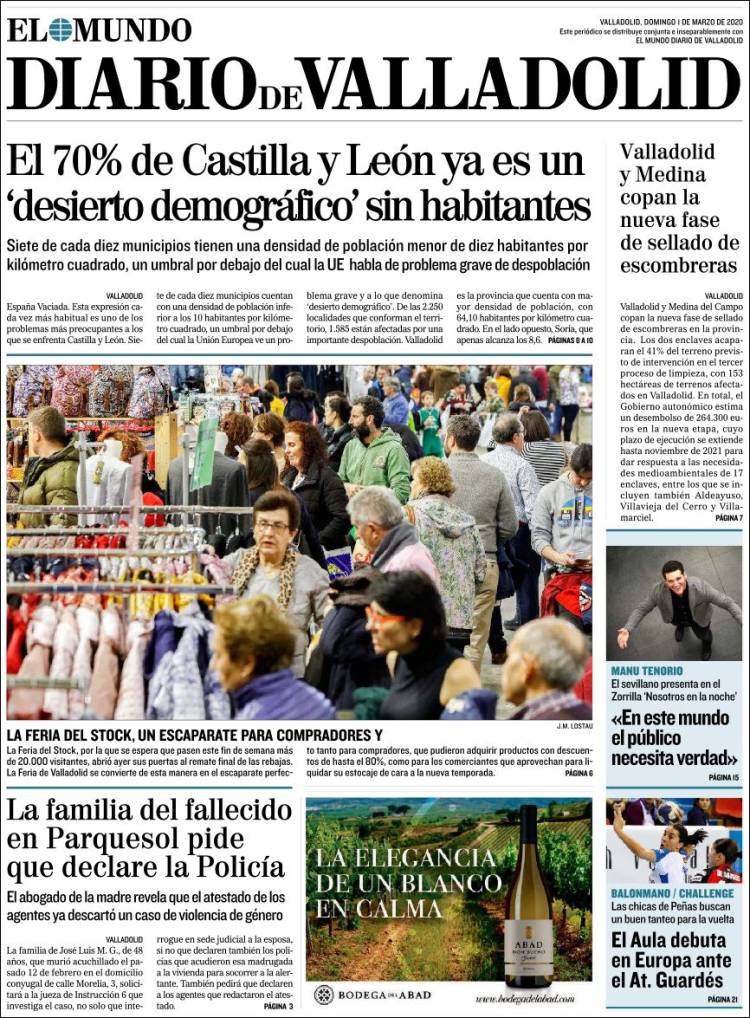 Portada de Diario de Valladolid (Spain)