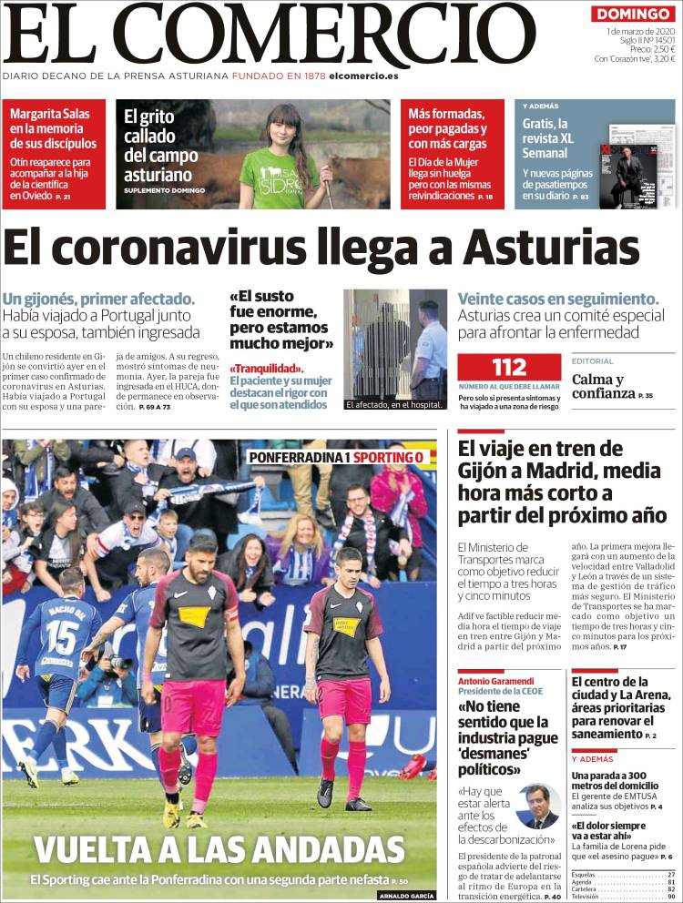 Portada de El Comercio (Spain)