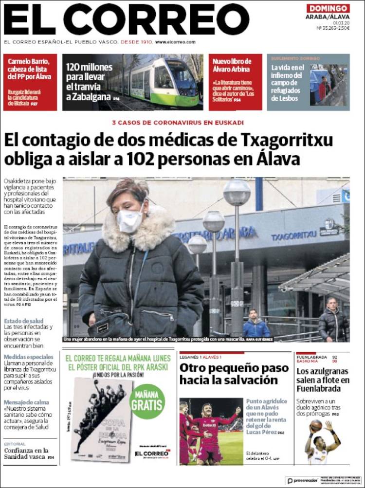 Portada de El Correo - Álava (Spain)