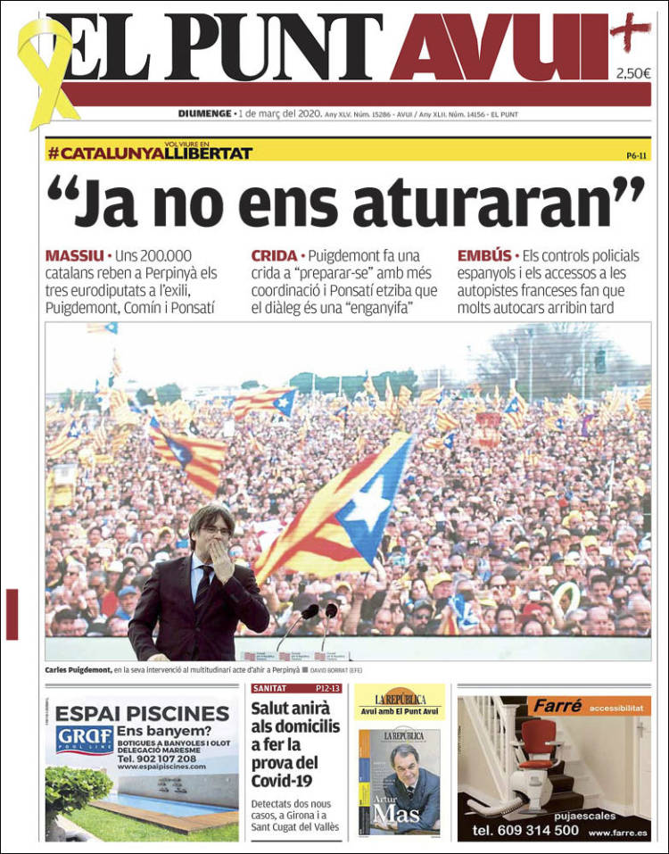 Portada de El Punt Avui (Spain)