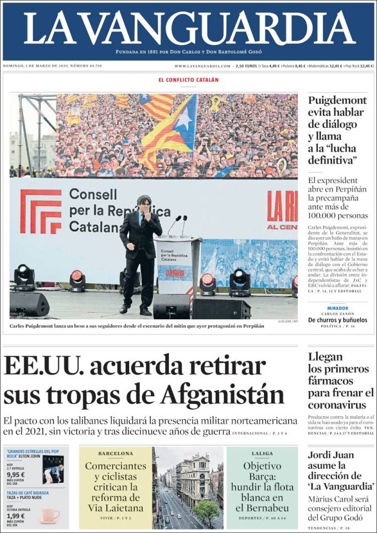 Portada de La Vanguardia (Spain)