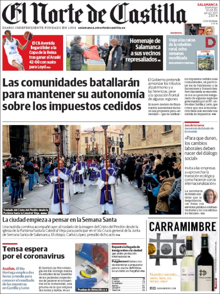 Portada de Norte de Castilla - Salamanca (Spain)