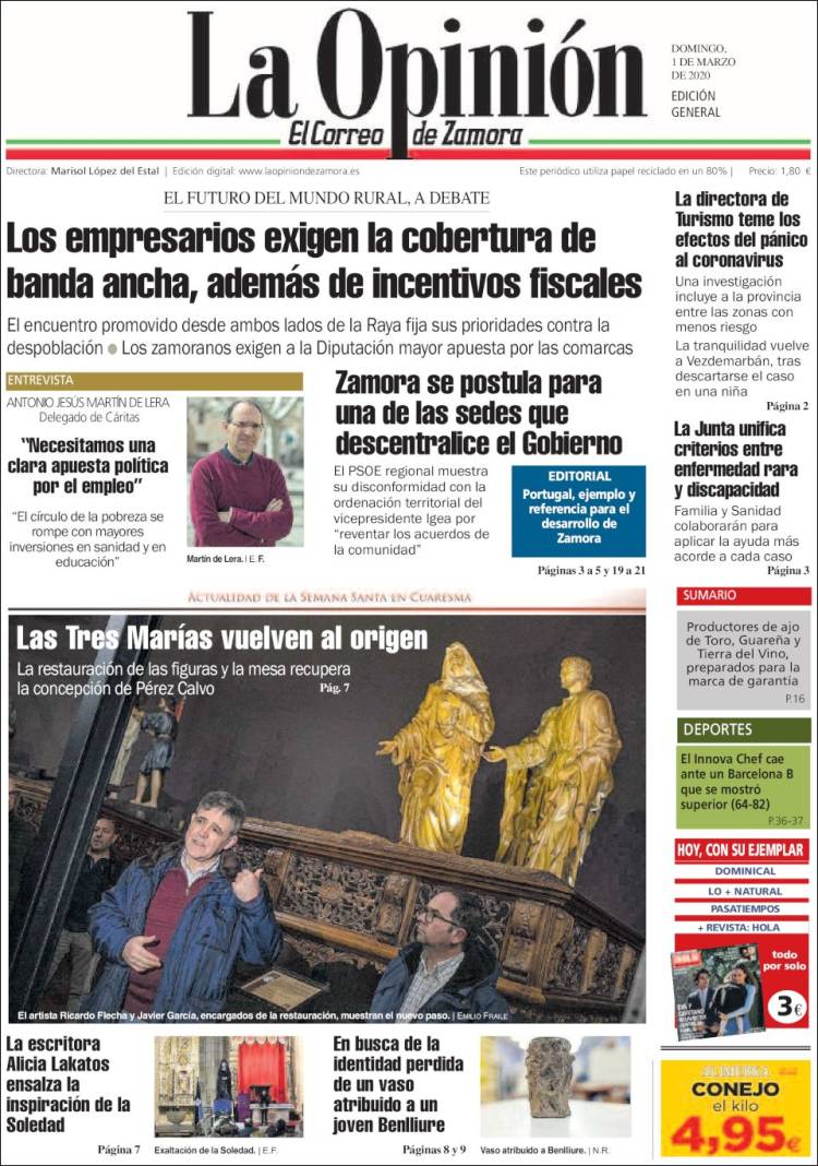 Portada de La Opinión - El Correo de Zamora (Spain)