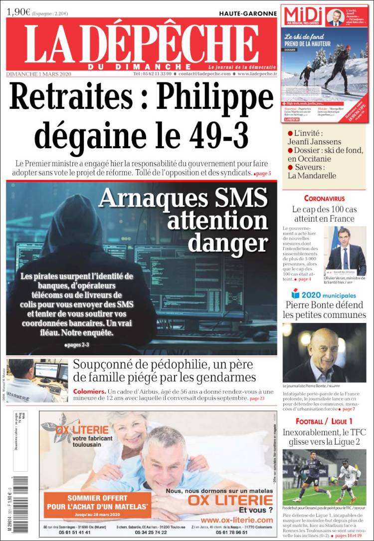 Portada de La Dépêche du Midi (Francia)