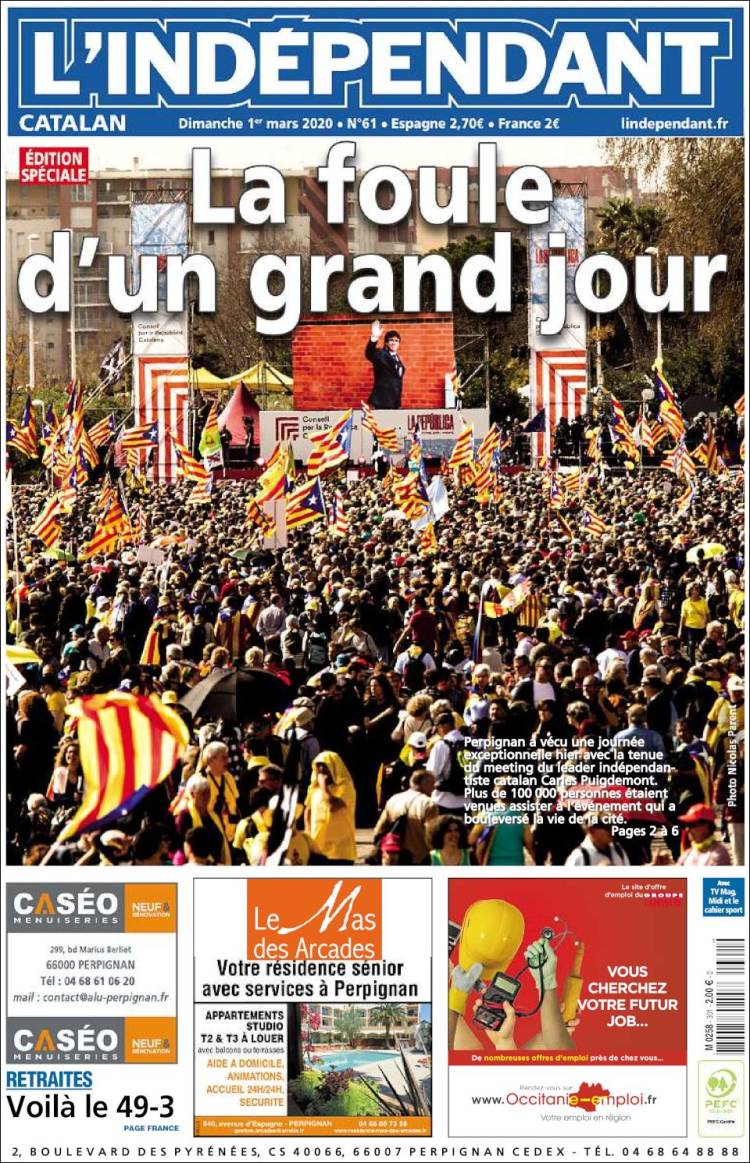 Portada de Le Indépendant (Francia)