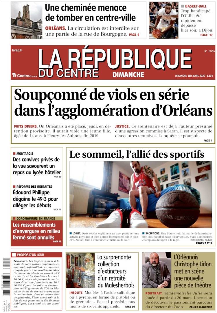 Portada de La République du Centre (Francia)