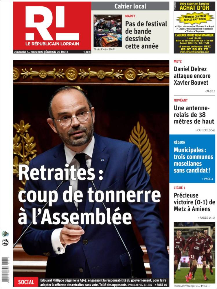 Portada de Le Republicain Lorrain (Francia)