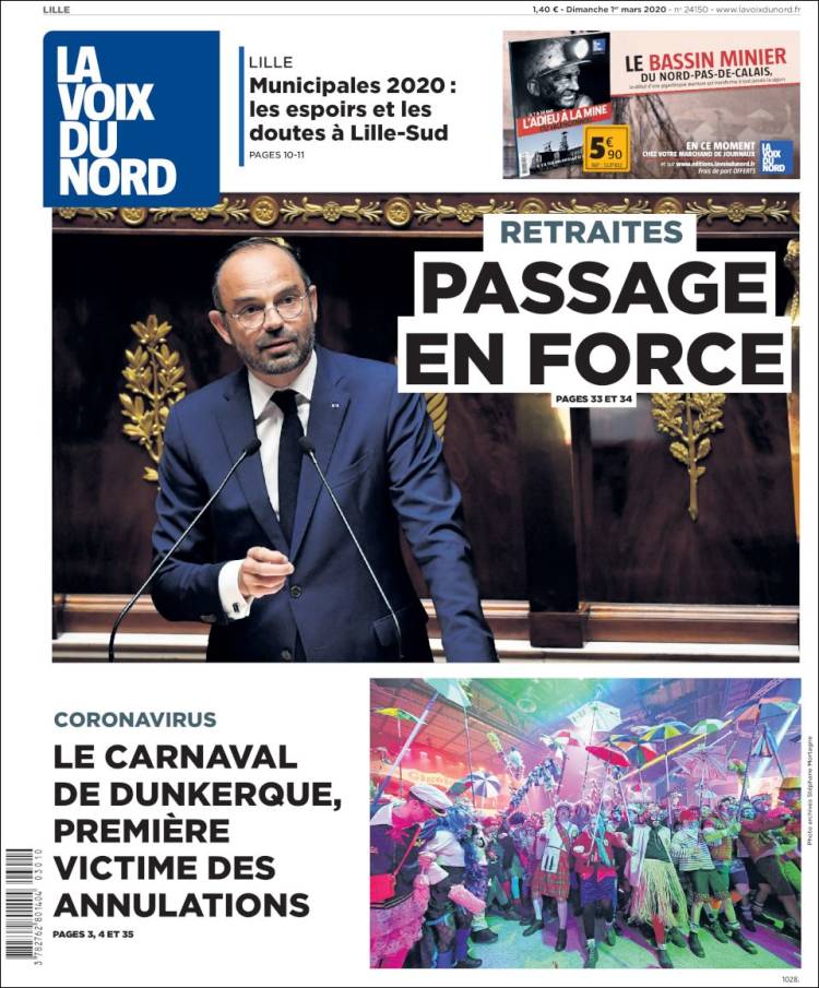 Portada de La Voix du Nord (Francia)