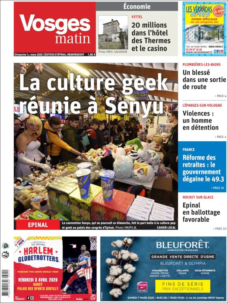 Portada de Vosges Matin (Francia)