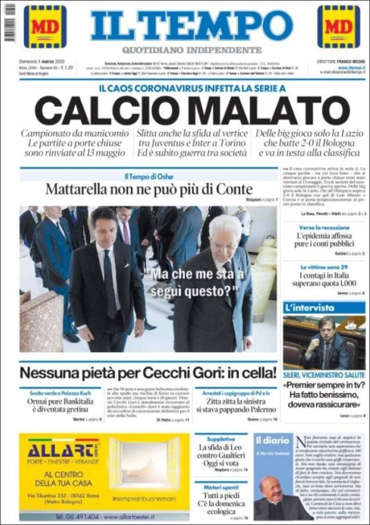 Portada de Il Tempo (Italia)
