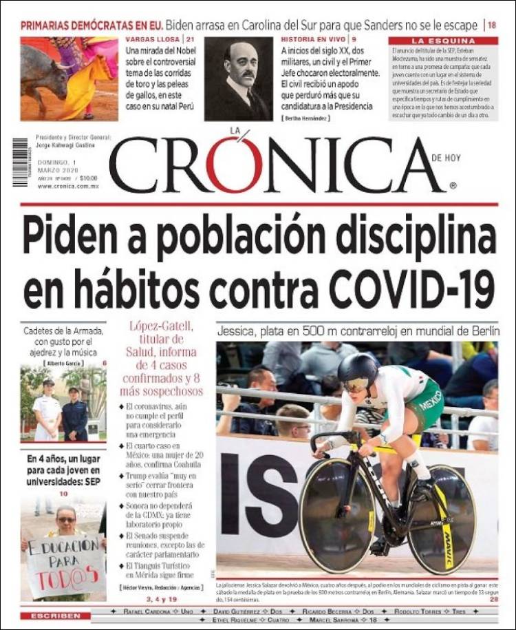 Portada de La Crónica de Hoy (México)