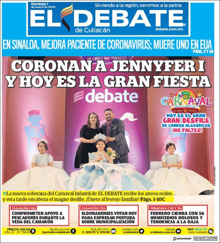 Portada de El Debate de Culiacán (México)