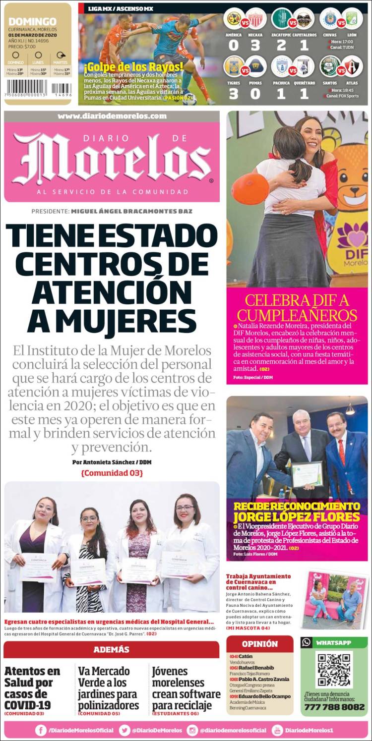 Portada de Diario de Morelos (México)