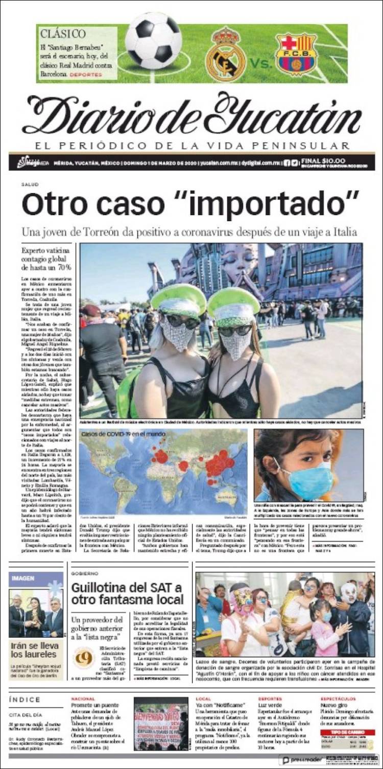 Portada de Diario de Yucatán (México)