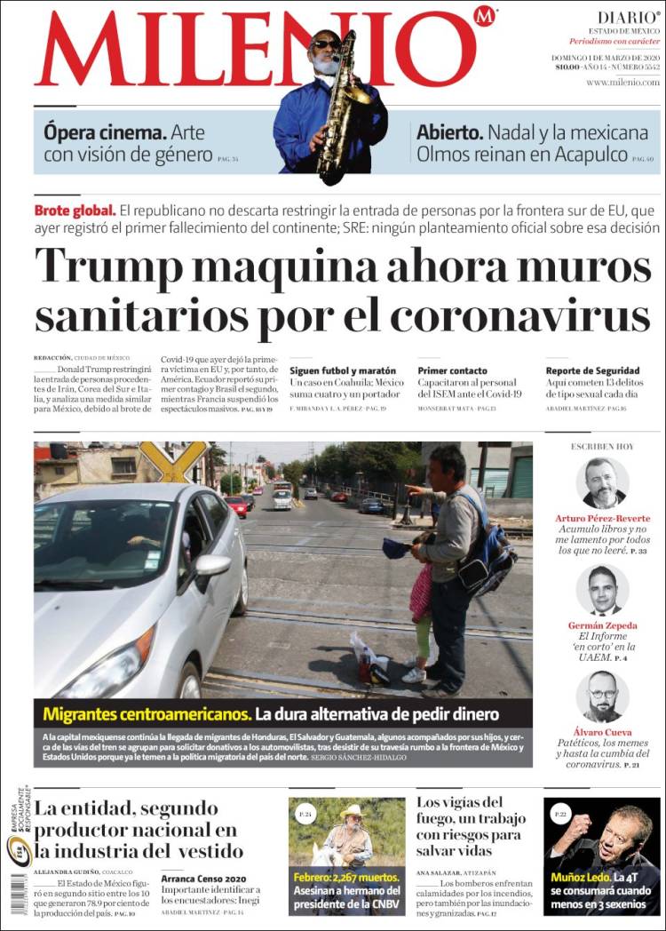 Portada de Milenio - Estado de México (México)