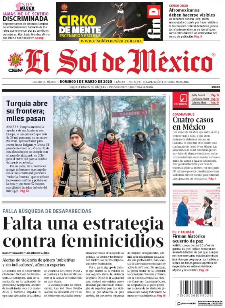 Portada de El Sol de México (México)