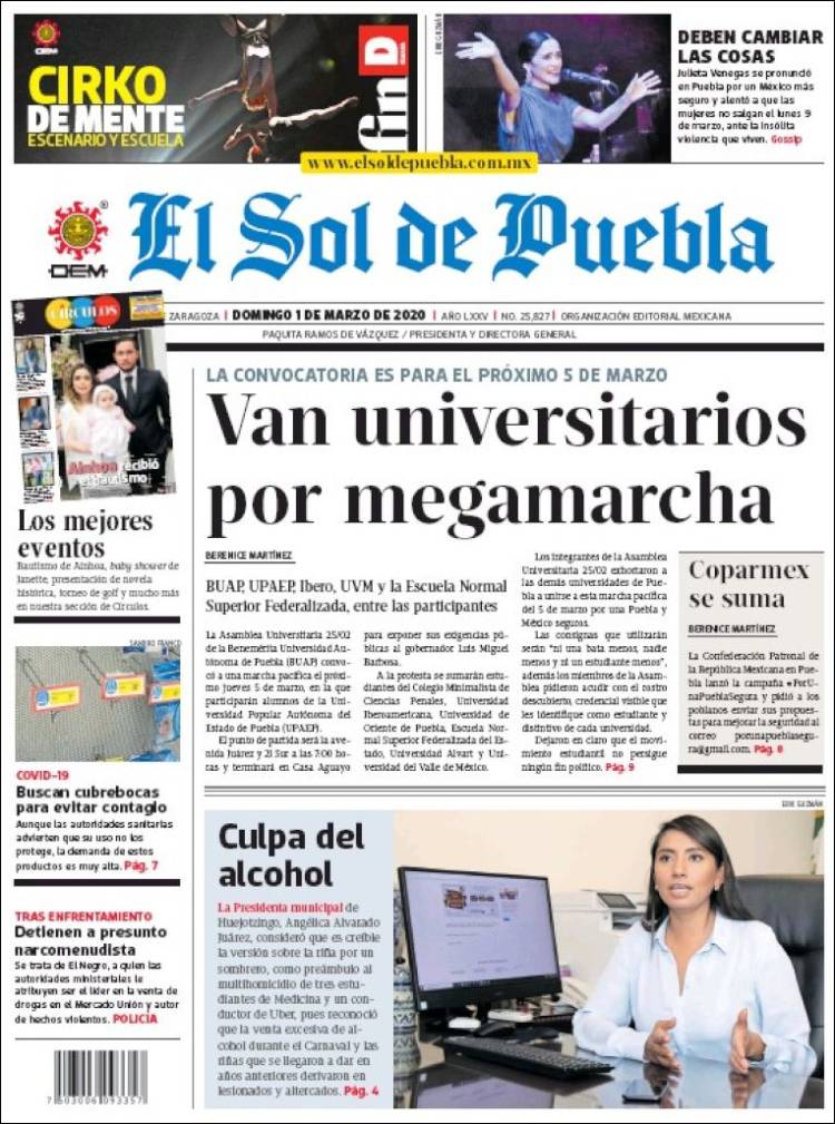 Portada de El Sol de Puebla (México)