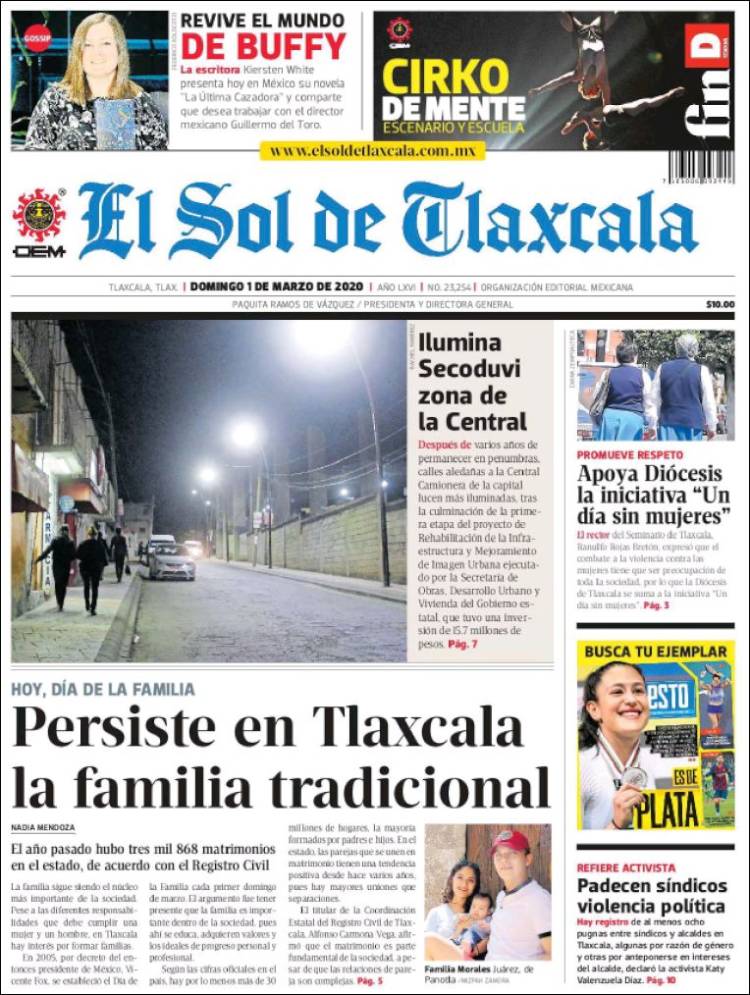 Portada de El Sol de Tlaxcala (México)