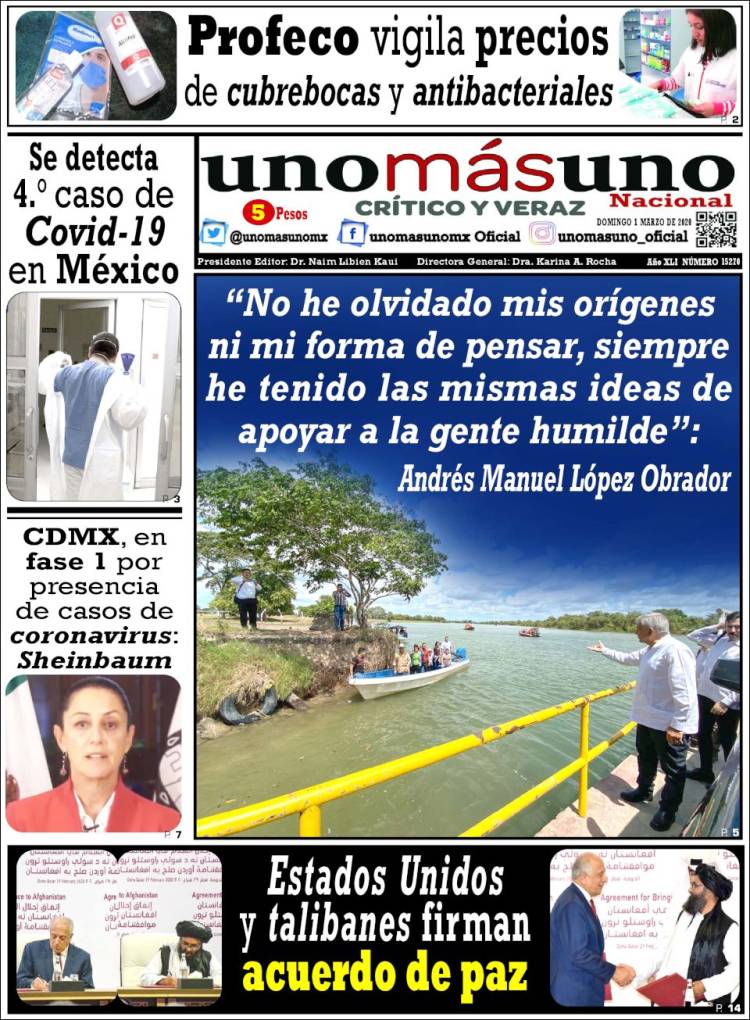 Portada de unomásuno (México)