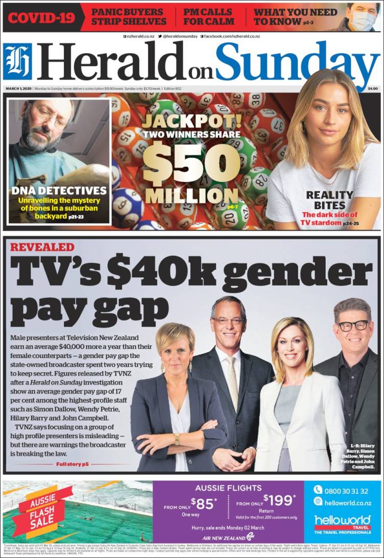 Portada de The New Zealand Herald (Nueva Zelanda)