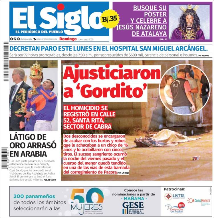 Portada de El Siglo (Panam&aacute;)
