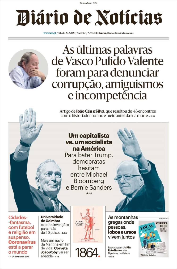 Portada de Diário de Noticias (Portugal)