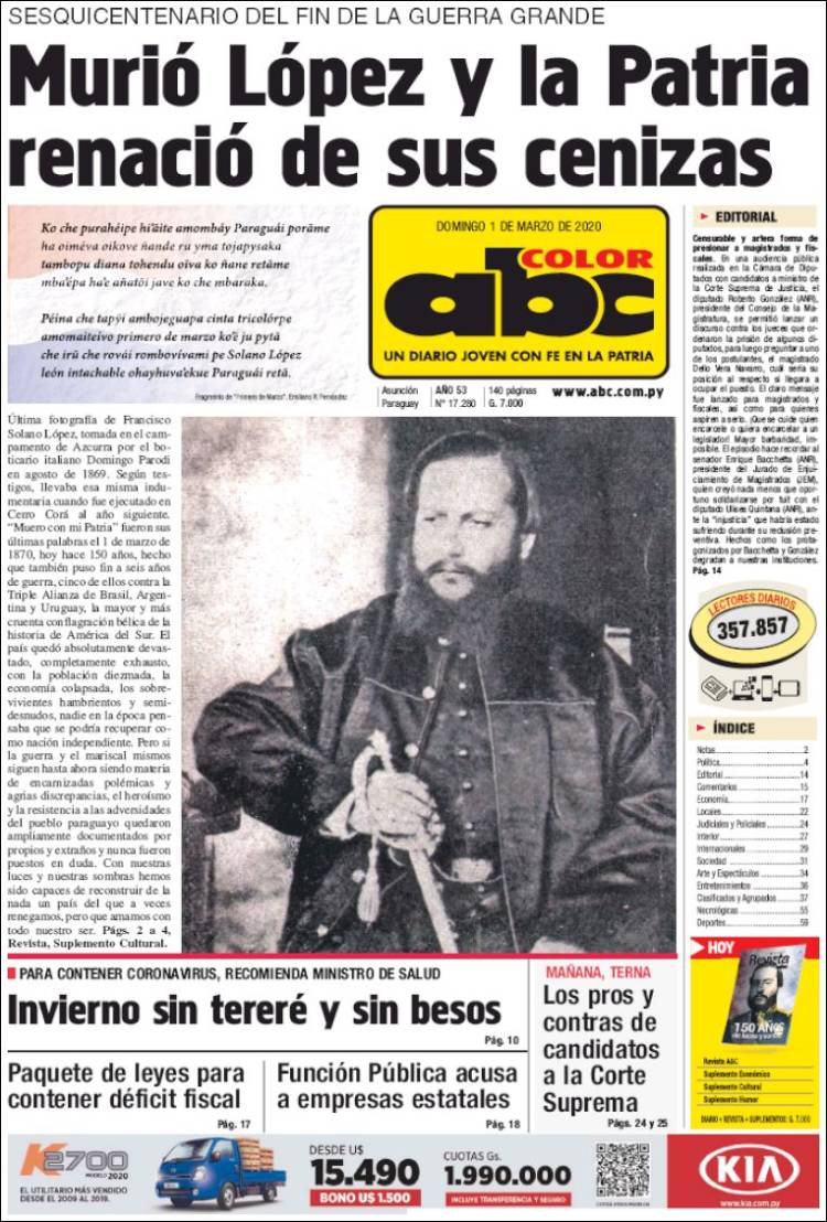 Portada de ABC Color (Paraguay)