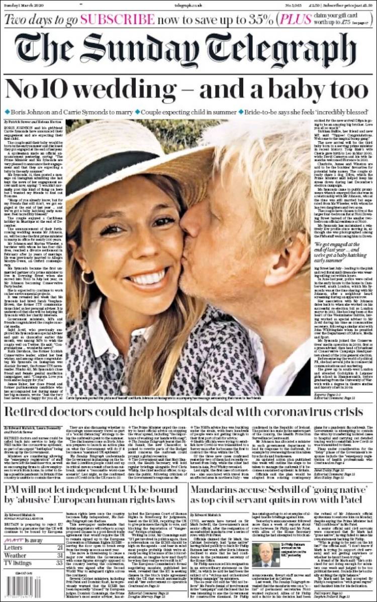 Portada de Daily Telegraph (Reino Unido)