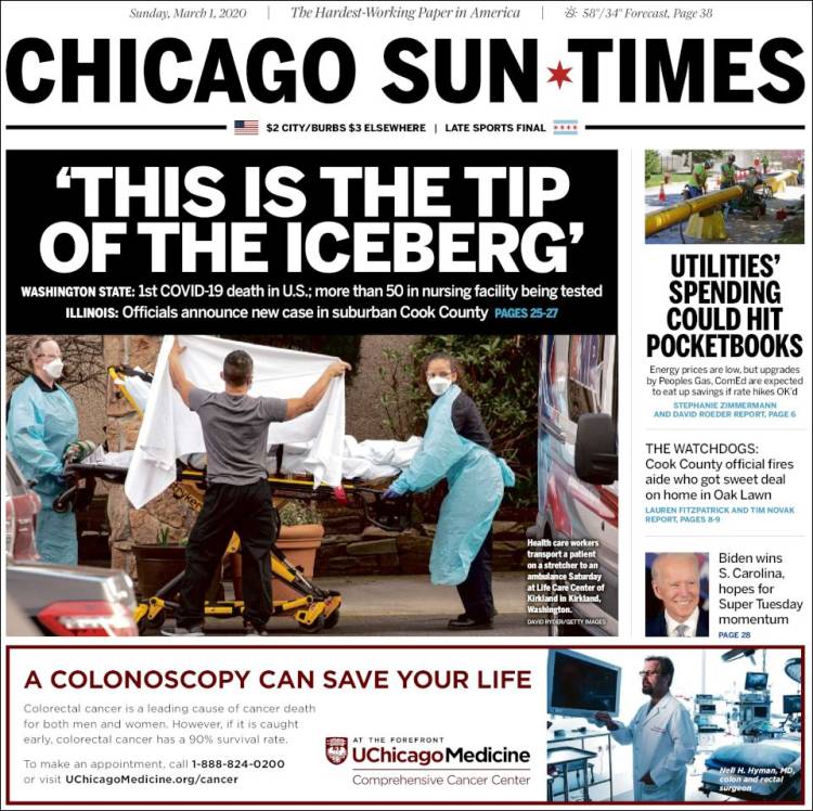 Portada de Chicago Sun-Times (USA)