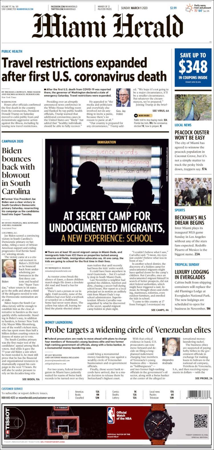 Portada de Miami Herald (USA)