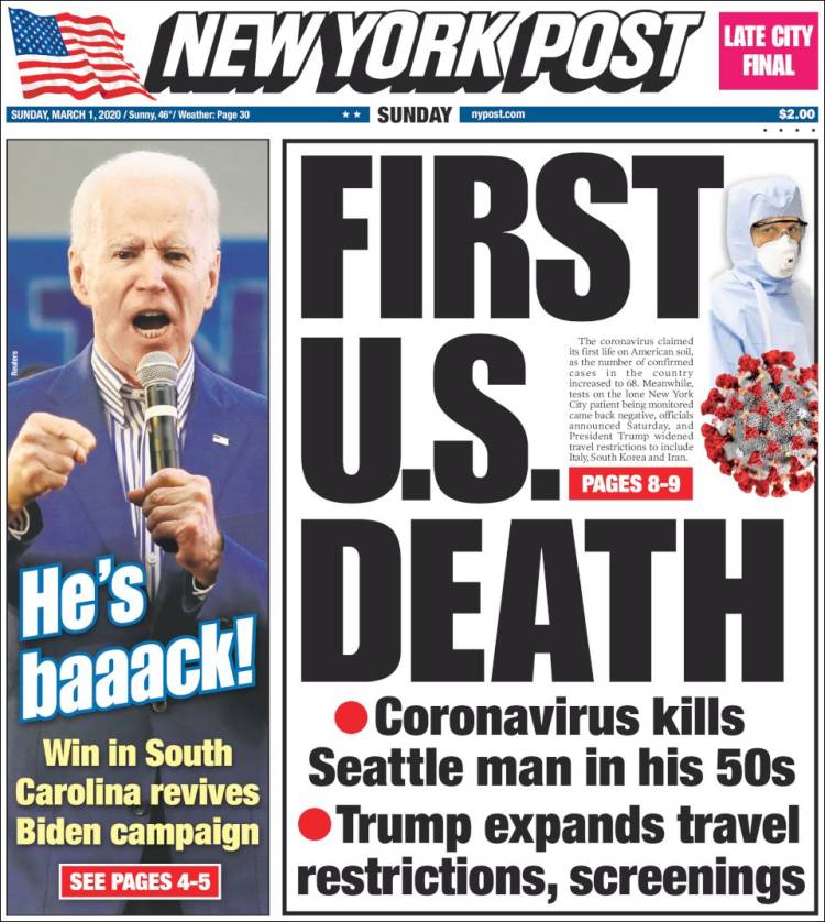 Portada de New York Post (USA)