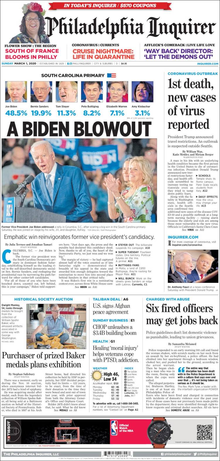 Portada de Philadelphia Inquirer (USA)