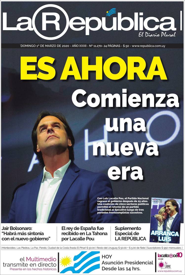 Portada de La República (Uruguay)