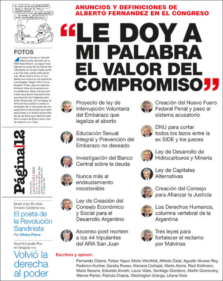 Portada de Página/12 (Argentina)