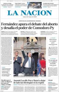 Portada de La Nación (Argentina)