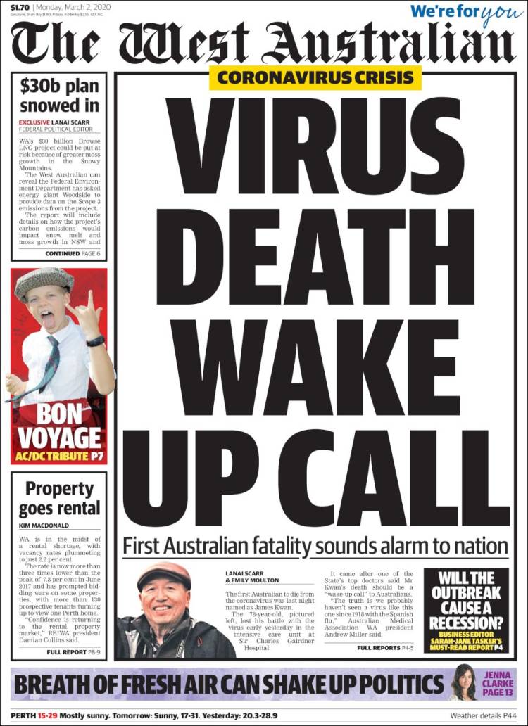 Portada de The West Australian (Australia)