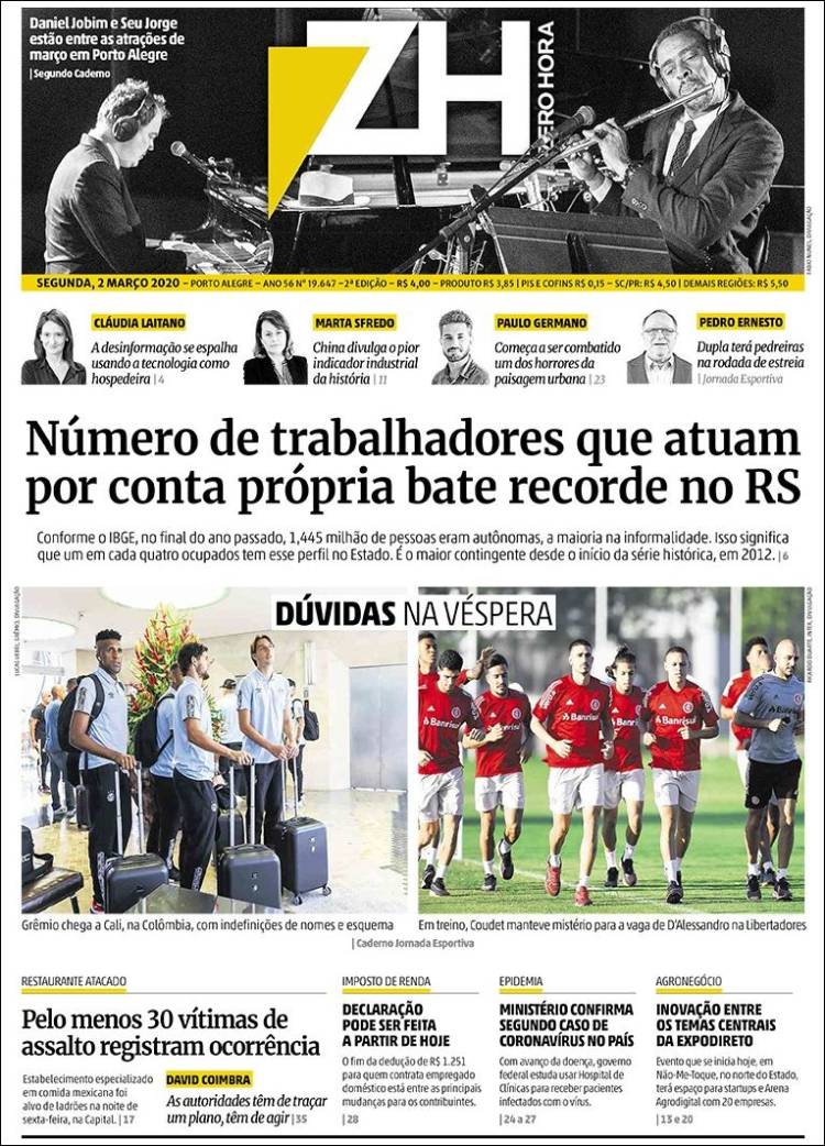 Portada de Zero Hora (Brasil)