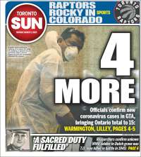 Portada de The Toronto Sun (Canadá)