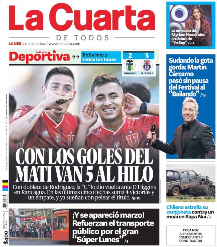 Portada de La Cuarta (Chile)