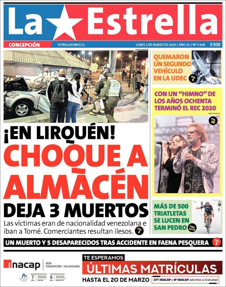 Portada de La Estrella de Concepción (Chile)