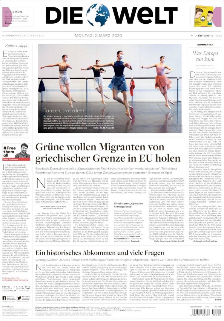 Portada de Die Welt (Alemania)