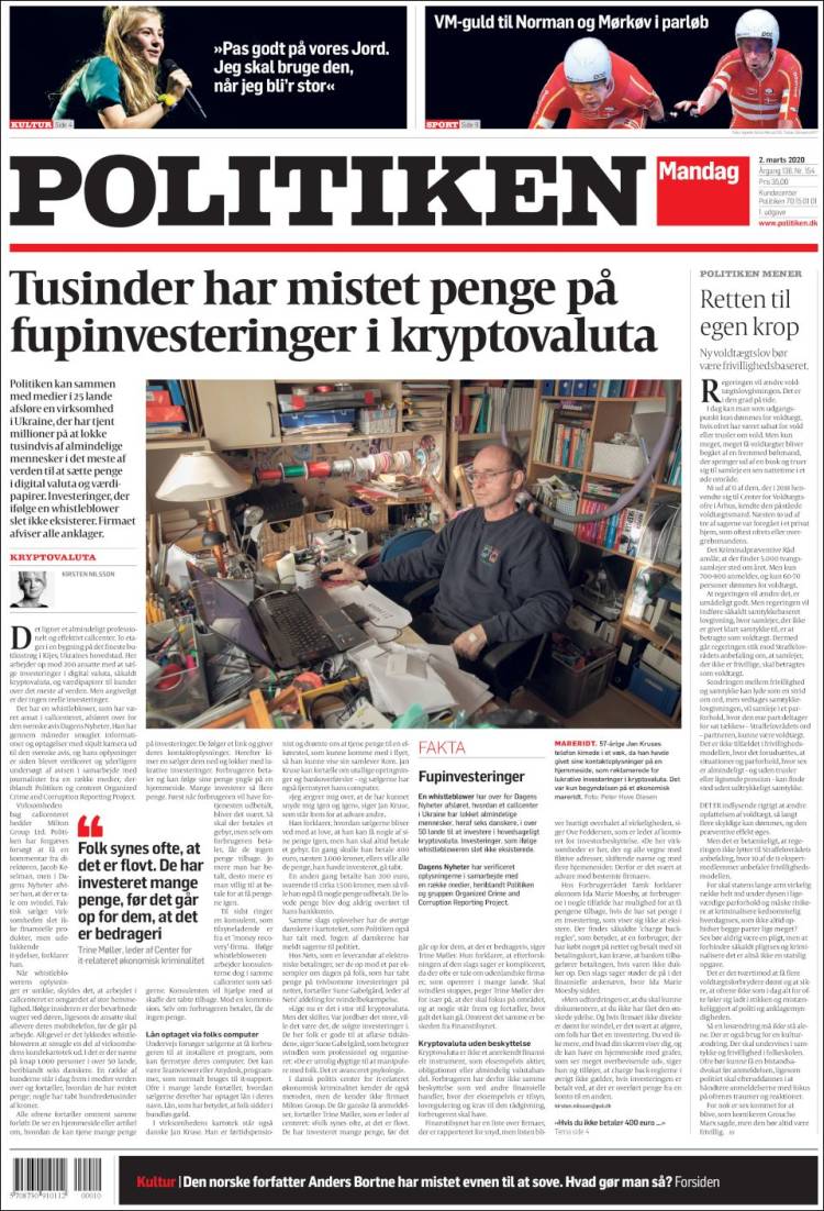 Portada de Politiken (Dinamarca)
