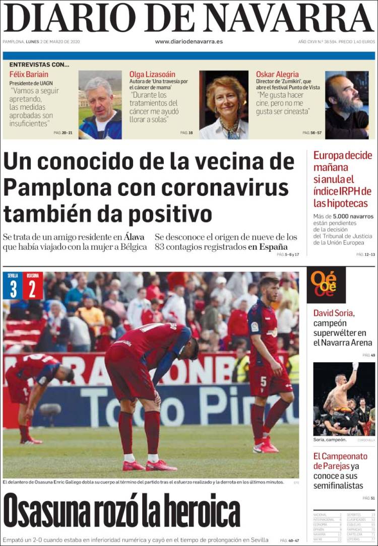 Portada de Diario de Navarra (Espa&ntilde;a)